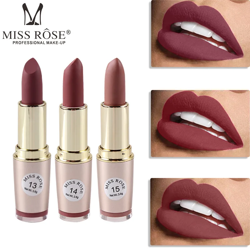 

MISS ROSE Long Lasting Waterproof Matte Lipstick Gold Non-stick Cup Easy to Wear Lip Cosmetic Makeup Maquillaje Lipsticks Women