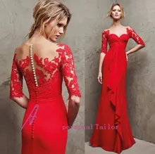 Nach Maß A-Line Abendkleider 2016 Neue Lace Halbarm Formale Abschlussball-kleider Heißer Verkauf Kleid Red abendkleider