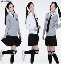 Hot Student Uniforms 3 Pieces Shirt Skirt Pullover Sweater Sets Sailor Cosplay Long Sleeve Korean Japanese Uniform CCX