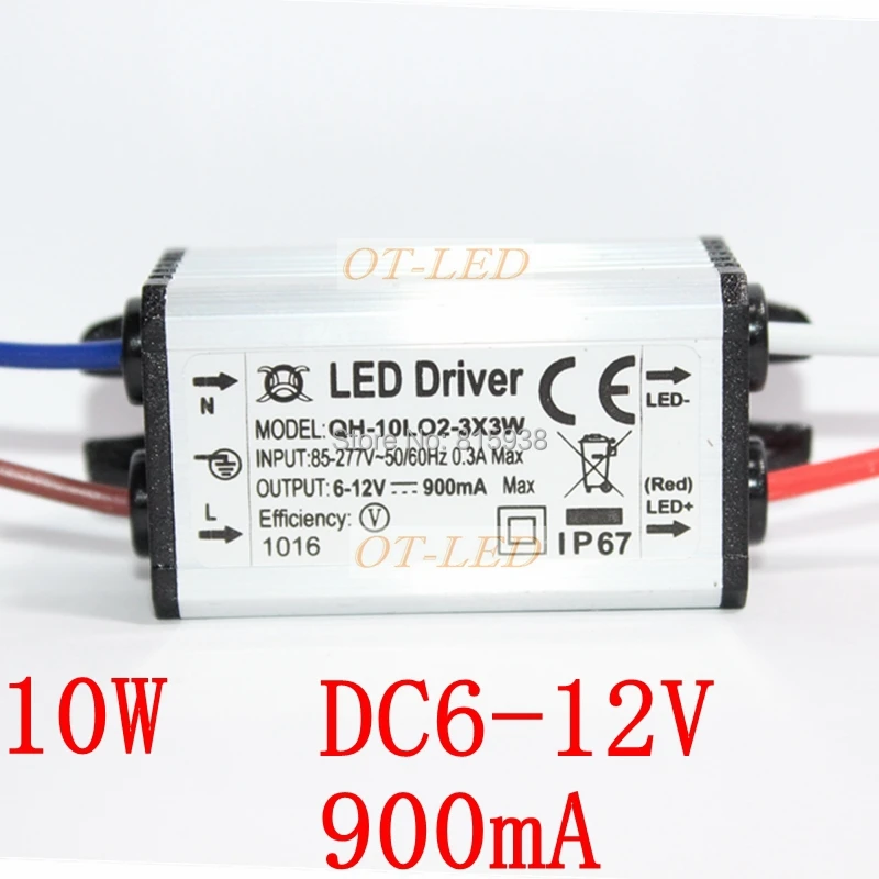 2 шт./лот, высокое качество светодиодный драйвер dc6-12v 10 Вт 900ma 2-3x3 LED Питание Водонепроницаемый IP67 прожектор постоянного тока