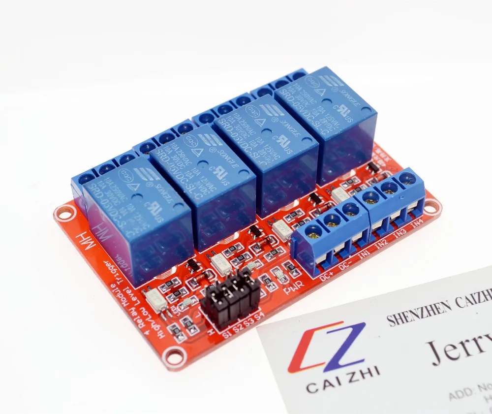 

5V 4-Channel Relay Module with Optocoupler Isolation Supports High and Low Trigger voltage 5V, 9, 12V, 24V
