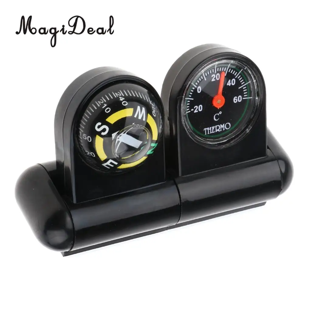 MagiDeal 2 In 1 Removable Car Compass and thermometer Adhesive Van Truck Vehicle Boat for Camping Hiking Dinghy Yacht Caravan