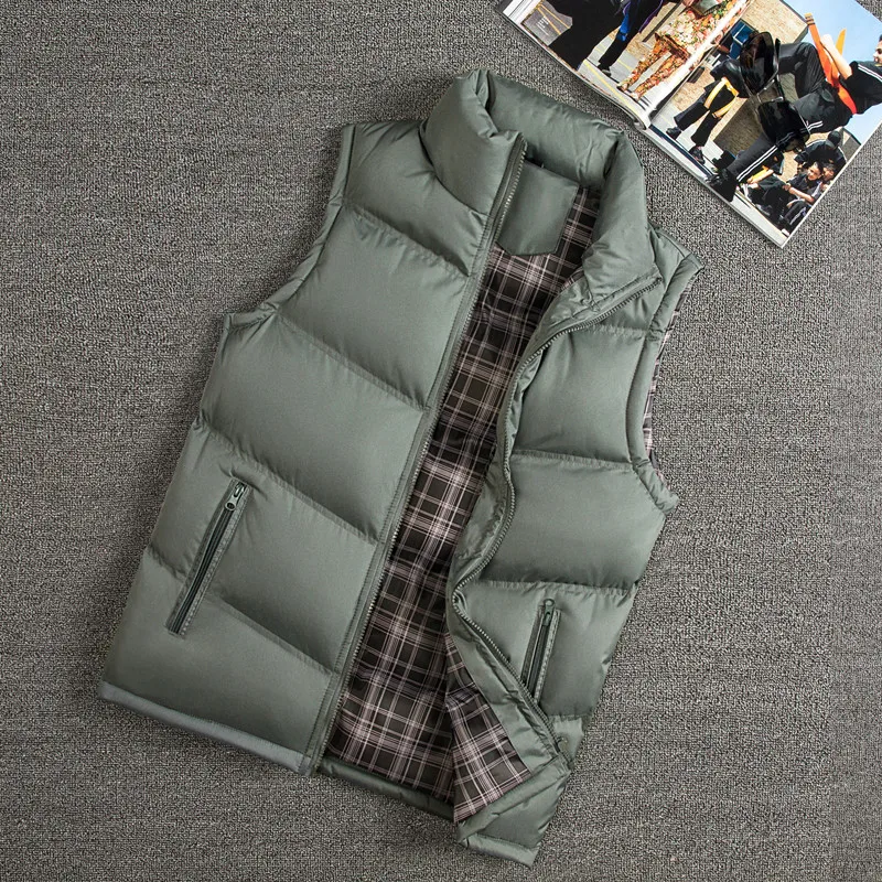 YIHUAHOO Casual Vest Men Cotton Padded Slim Sleeveless Winter Jacket Men Thick Warm Parka Vest Coat Male Waistcoat Men QCC-0627