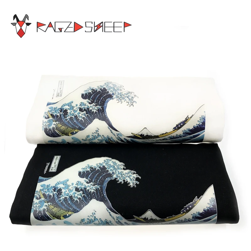 Raged Sheep Fashion Cotton Grocery Tote Shopping Bags Folding Shopping Cart Eco Grab Reusable Bag With Sea Wave Print Raged Sheep Fashion Cotton Grocery Tote Shopping Bags Folding Shopping Cart Eco Grab Reusable Bag With Sea Wave Print