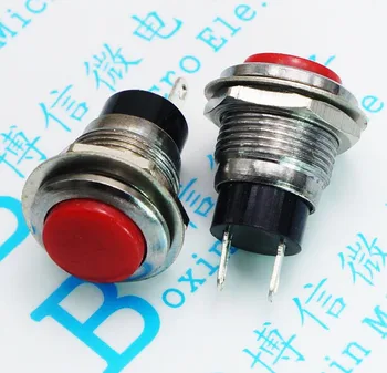 

5pcs/Lot DS-318 Red Lock-free self-reset Normally open push-button switch Open hole 12mm