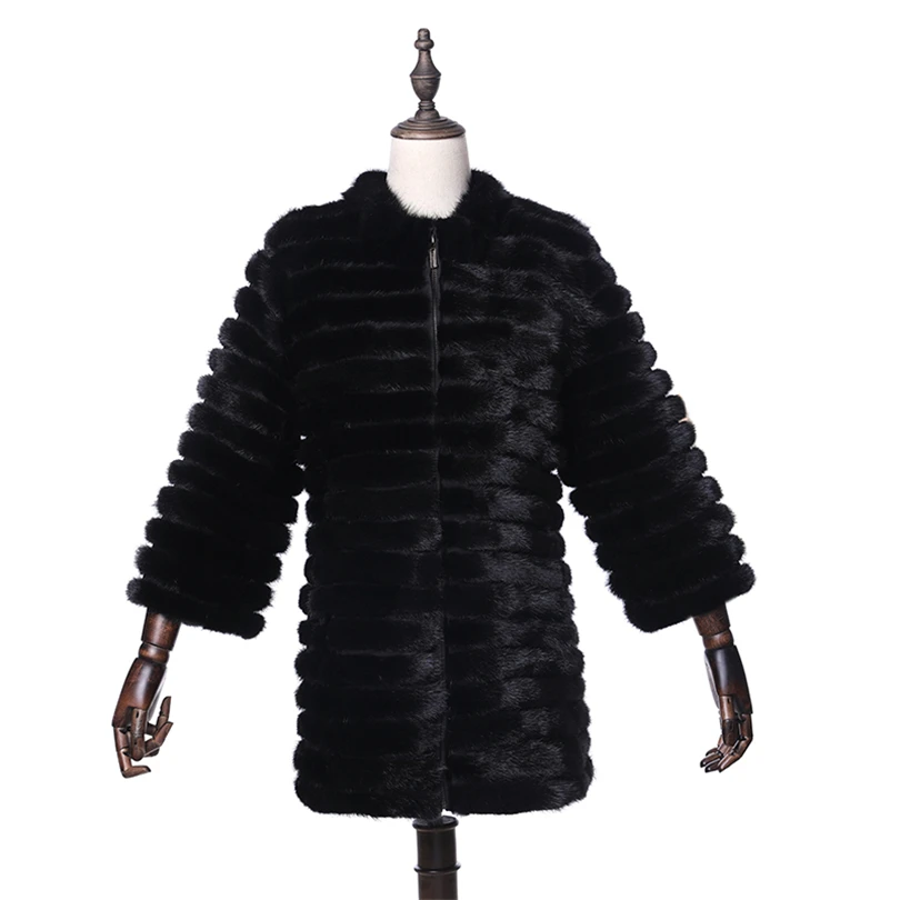 Natural Mink Fur Coats Women 2018 Fashion England Style Genuine Solid