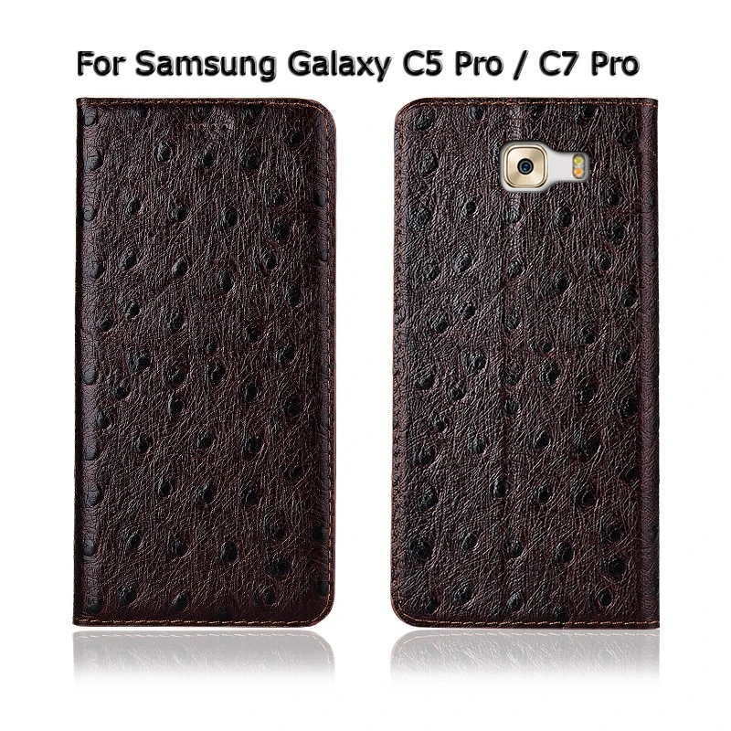 Страус Текстура чехол для Samsung Galaxy C5 C7 C8 C9 C10 Pro крышка флип подставка, гнездо для карточек из натуральной кожи чехол для телефона