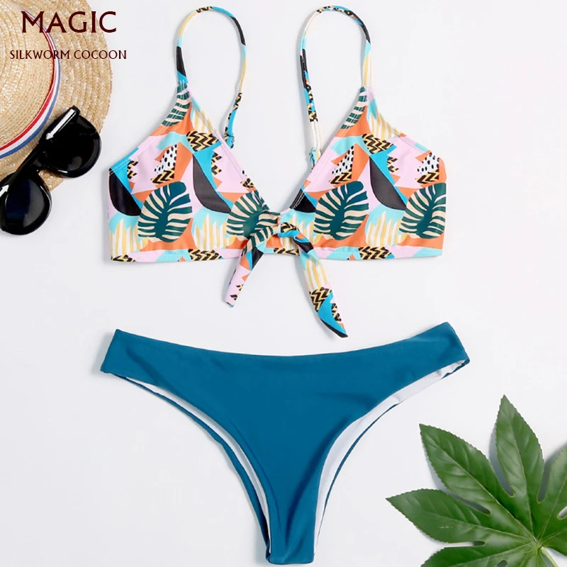 

Vintage Print Bikini Set Women Bowknot Low Waist Swimwear Two Piece Swimsuit Ladies Beachwear Beach Suit biquinis feminino