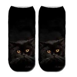 Для женщин низкая кошка носки для девочек 3D печать женские носки вырезать носки до лодыжки Mujer повседневное чулочно-носочные изделия