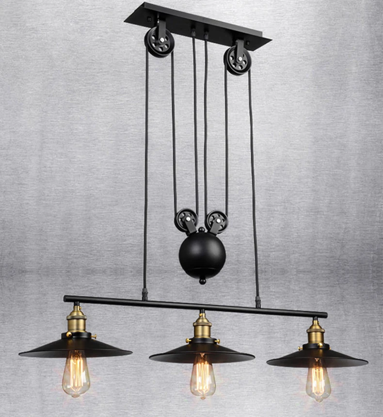 Vintage Iron Loft American Country Pulley Pendant Lights Adjule Wire Lamps Retractable Bar Lighting Vintage Iron Loft American Country Pulley Pendant Lights Adjule Wire Lamps Retractable Bar Lighting