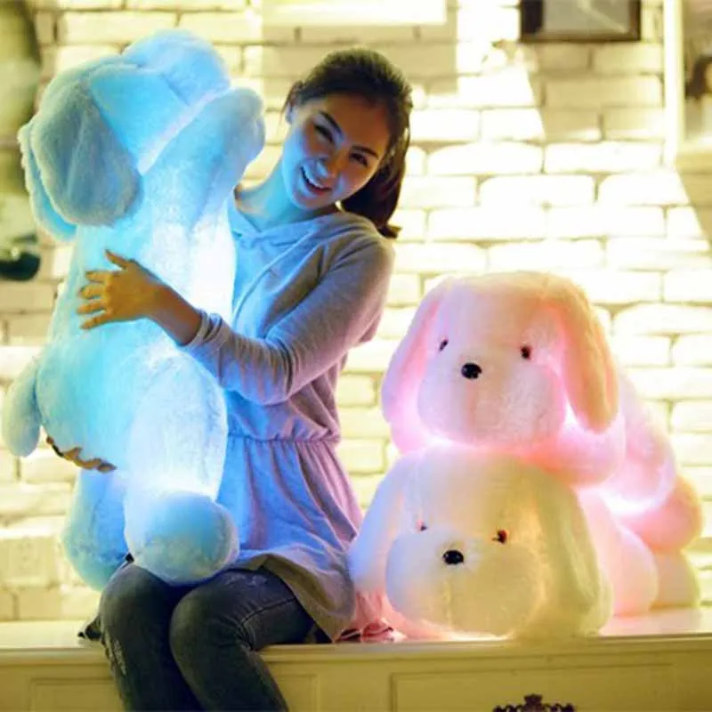 1 шт. 50 см светящаяся собака плюшевая кукла цветной светодиодный светящийся собаки детские игрушки для девочек детский подарок на день