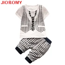 JIOROMY/летний комплект одежды для маленьких мальчиков, детский спортивный костюм, комплект из 2 предметов, клетчатый деловой костюм, детский летний комплект для мальчиков, k1