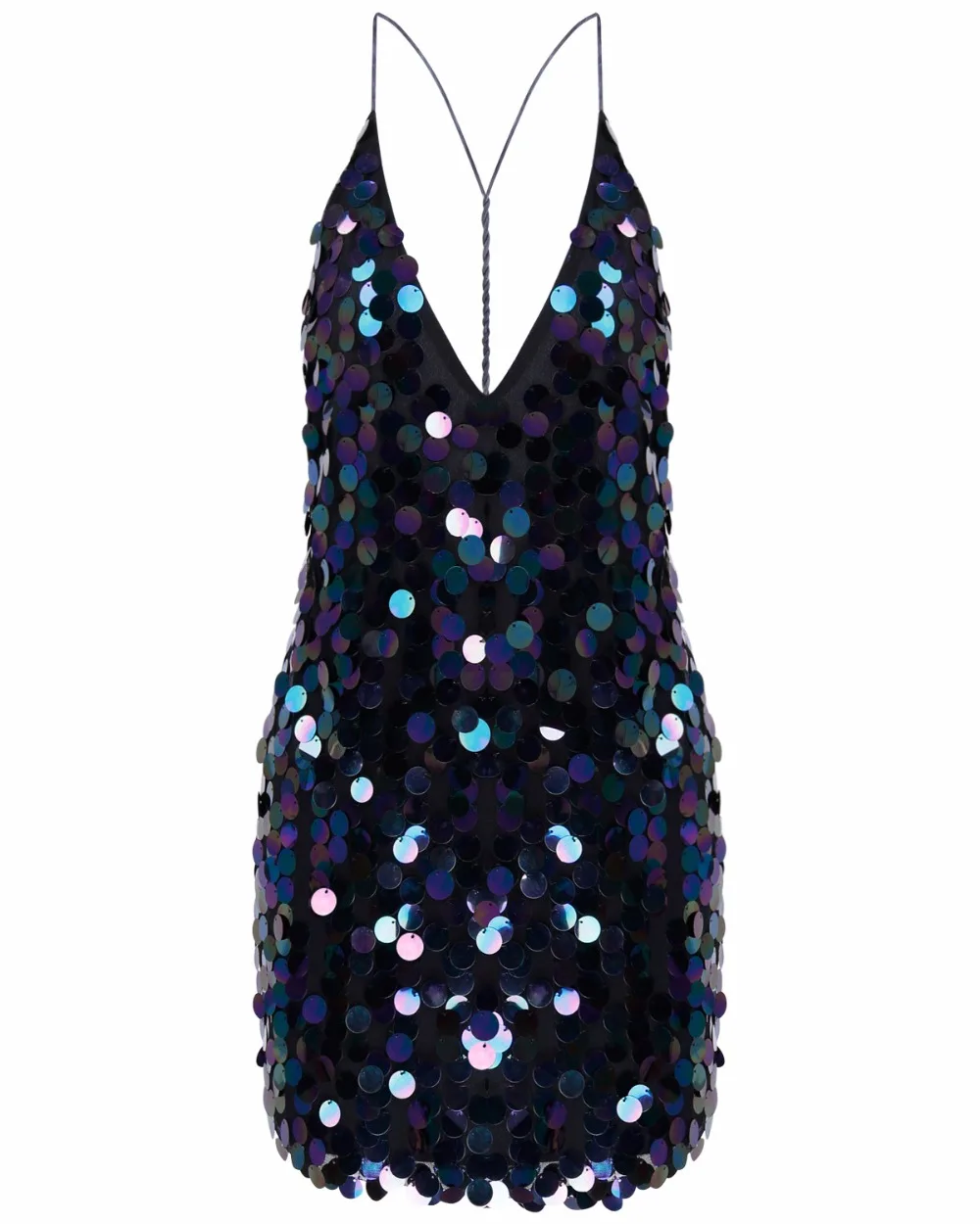 2019 Backless V Neck Sparkle Shinny Halter Women Disc Sequin Slip Dress ...