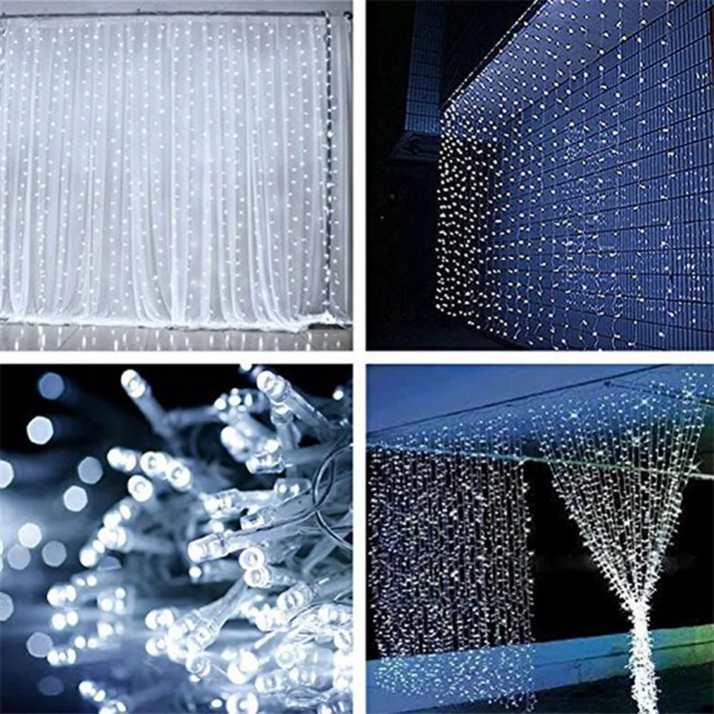 

Kmashi led Curtain Lights 3*3m 300LED 8 Modes Xmas String Light LED Wedding Lights for Garden Wedding Party Decorations
