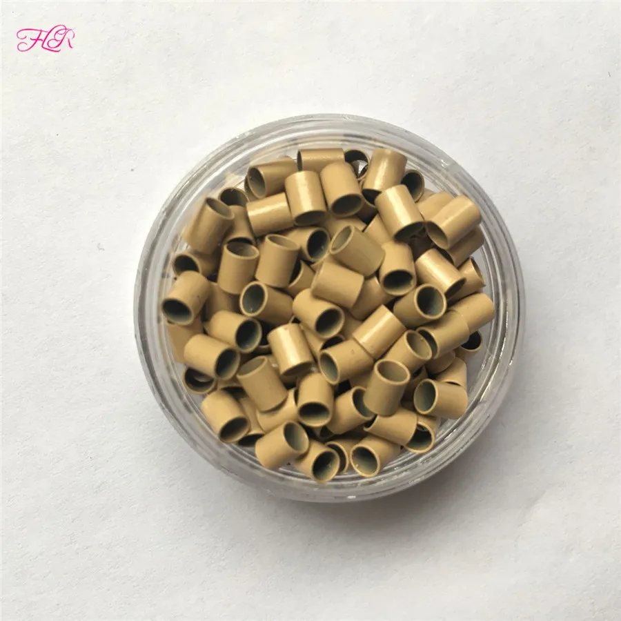 쉽게 잠글 수 있는 마이크로 헤어 링 3.2*2.8x3.8mm 유로 락 구리 튜브 마이크로 링 링크 비즈 1000개 스틱 팁 헤어 익스텐션용