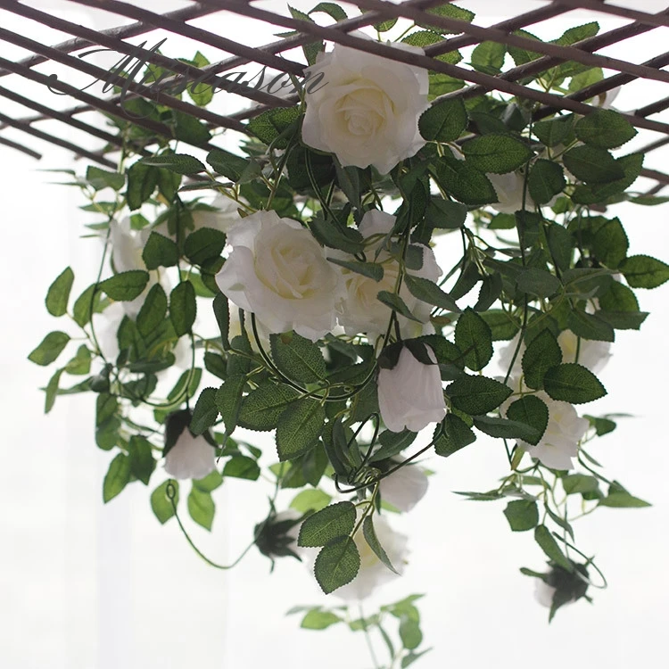 200 см/78,7" Шелковые Розы, лоза Плюща с зелеными листьями для украшения дома, свадьбы, искусственные листья, сделай сам, подвесная гирлянда, искусственные цветы