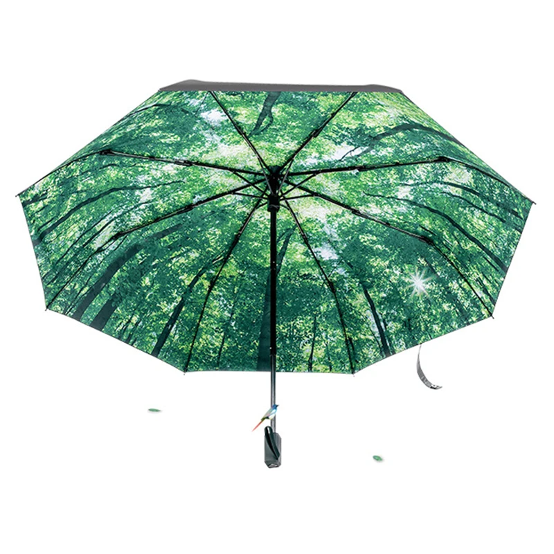 High Quality Three Folding Women's Umbrella Reserve Print Sun Rain