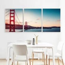 Laeacco 3 Panel the Golden Gate Bridge of San Francisco Wall Artwork Canvas Calligraphy Painting Posters Prints Home Decoration wilder t the bridge of san luis rey