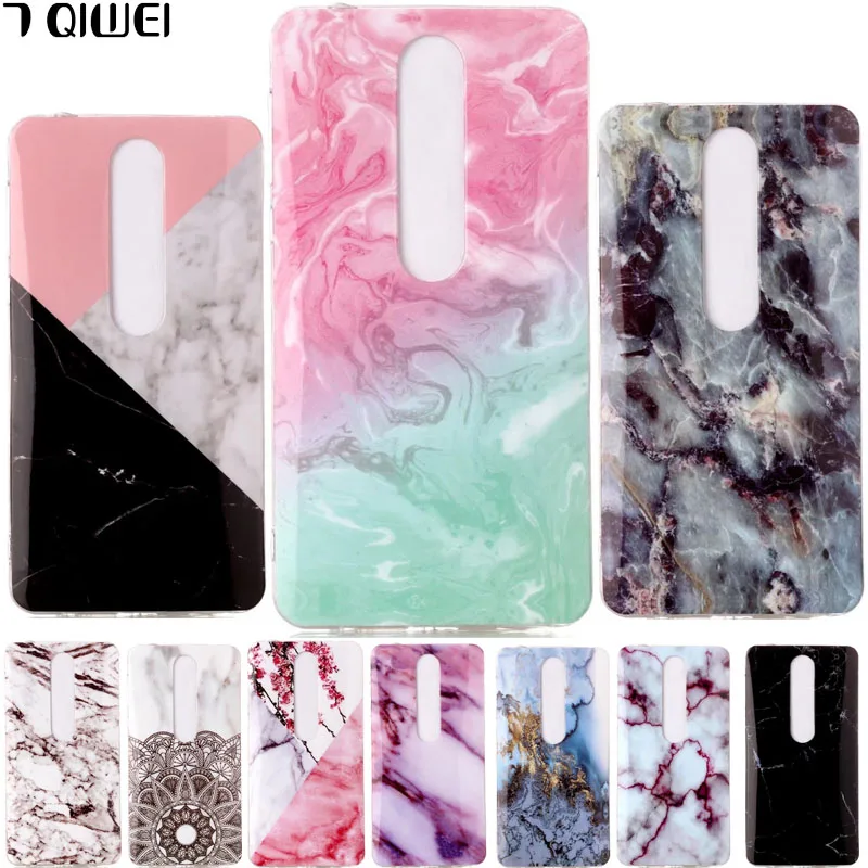

For Nokia 6 2018 Case Granite Marble Soft Silicone TPU Back Cover For Nokia 6.1 Case Fashion Silm Hoesje for Nokia 6 2018