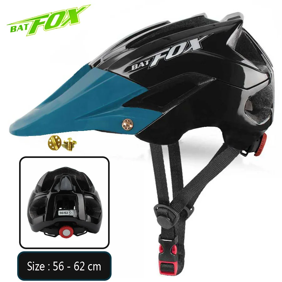 BATFOX велосипедный шлем, велосипедный шлем для мужчин и женщин, дышащий, Сверхлегкий, большой козырек, для горной дороги, для езды на велосипеде, Fietshelm, спортивный шлем - Цвет: Black DarkGreen