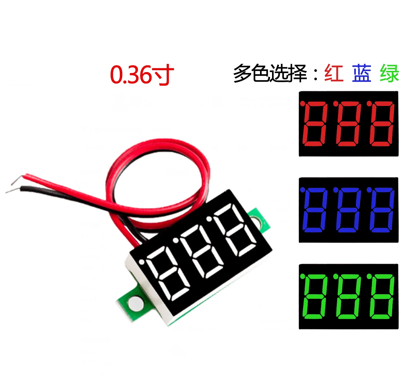 

0.36 Inch 0.36'' DC 4.7-32V 3 Digit Display Voltmeter Mini LED Digital Panel Volt Voltage Meter Instrument Red/Blue/Gree/White