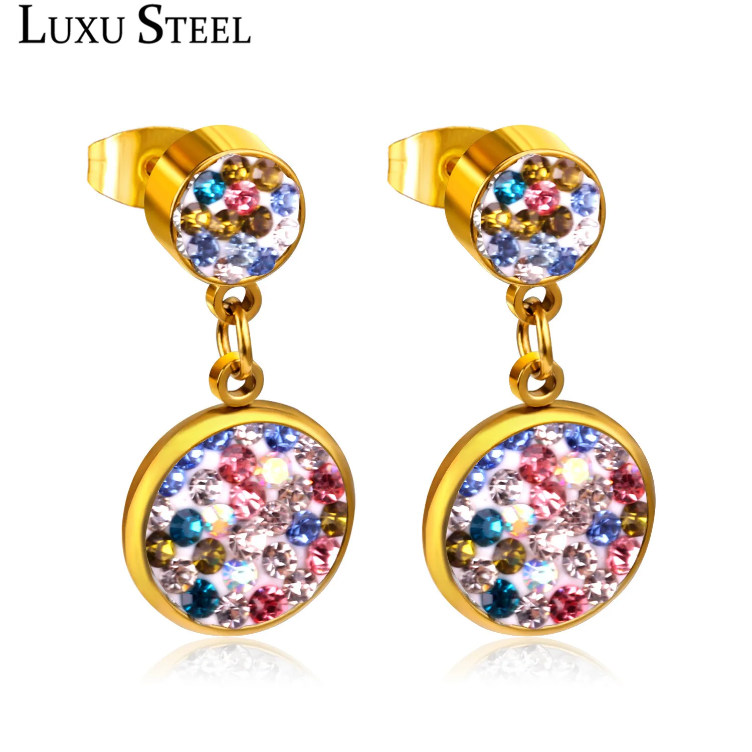 Уникальные разноцветные Круглые Кристальные клипсы LUXUSTEEL для женщин/девушек