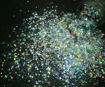 

Mix Glitter Four Angle Stars Holographic Silver Nail Glitter Powder Sequin Shapes for Nail Gel polish Acrylic Craft Decoration