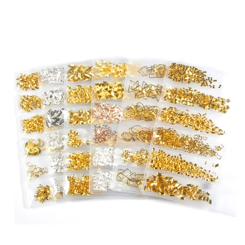 

1 Pack Nail Charm Rivet Mixed 6 Sizes Charming Rhinestone Metal Rivet Mixed 6 Shapes For 3D Alloy Glitter Art River Decoration&#