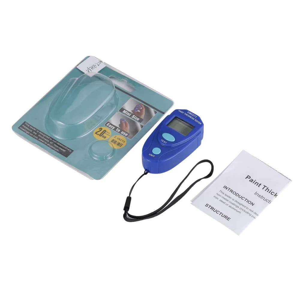 2018 New EM2271 Mini Coating Digital Painting Thickness Tester Meter Mini LCD Car Coating Thickness Gauge No Battery