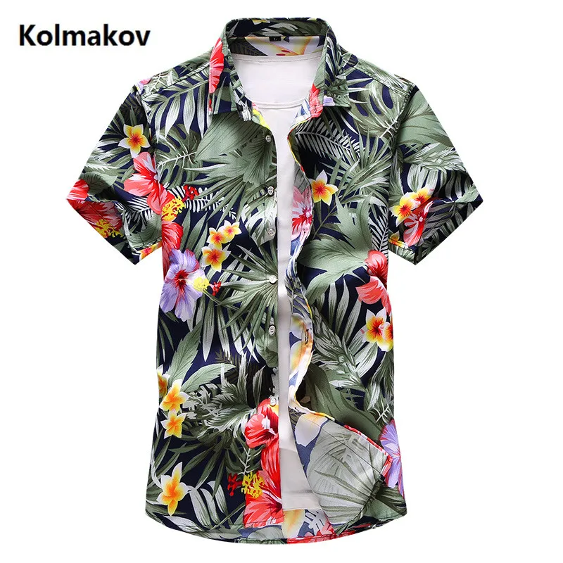 2019 летняя рубашка модная повседневная мужская с коротким рукавом рубашки мужские высокого качества с цветочным рисунком цвет рубашки