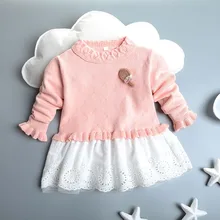 12-4T Autumn Winter Baby Girls Sweater Pullover Cotton Turtleneck Toddler Outwear Sweater Dress Cute Clothing Garment 2T 3T