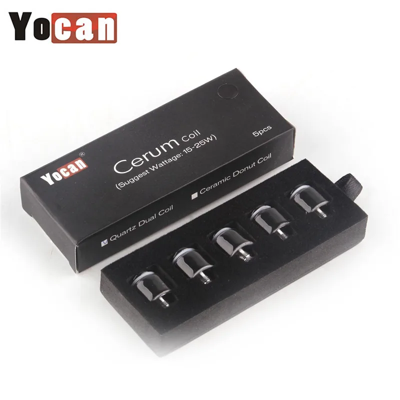 

5pcs/lot Original Yocan Cerum Atomizer Tank Replacement Head Ceramic donut Quartz Dual Coil for Cerum Atomizer e cigarette kit