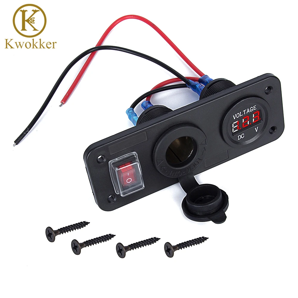 Waterproof 12V 3 in 1 Car RV Marine Boat Cigarette Lighter Voltmeter