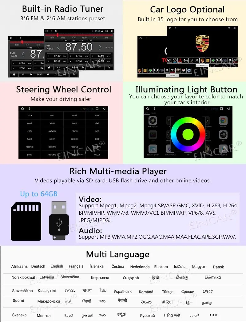 1080 P видео Android 7 1 автомобильный dvd плеер 2Din Стерео Авторадио с gps навигатором capacityve