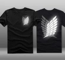 Mens Casual Anime Attack On Titan Scounting Legion Logo Reflective 100% Cotton Short Sleeve T-shirts Tee Shirts Tops
