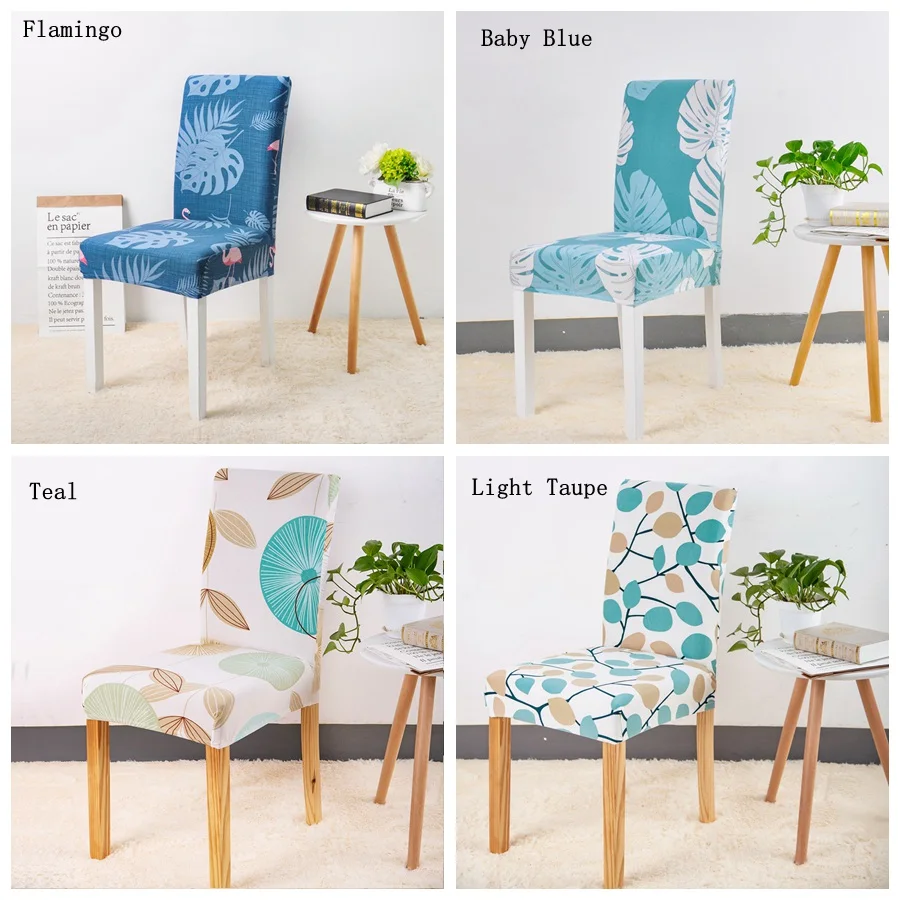 Flower Plant Chair Cover Spandex for Dining Room Stretch Chair Slipcover for Party Banquet Wedding Restaurant 1PC Washable