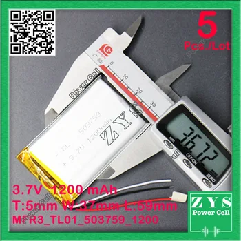 

SafetyPacking(Lavel4) 5 pcs Liter energy battery 3.7V 1200mAh lithium polymer battery 503759 navigator MP3 GPS universal recharg