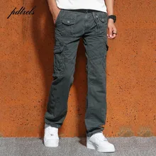 PDTXCLS высокое Качественный хлопок Для мужчин s брюки карго Однотонная повседневная обувь военные тактические штаны для Для мужчин хлопок 4 цвета удобные