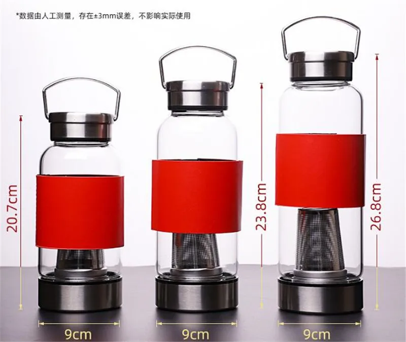 750ml 900ml 1100ml Large capacity Portable Glass Tea Bottle Tea Infuser Glass Tumbler Stainless Steel Filters The Tea Filter