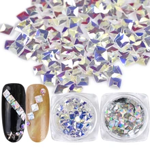 1 коробка Лазерная Серебряная прозрачная квадратная Алмазная блестящая чешуйчатая кристальная насадка для маникюра 3D УФ-Гель-лак ювелирный Декор JI191