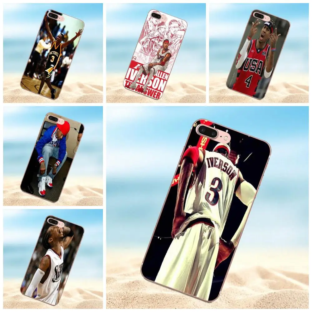 Qdowpz TPU Capa For Sony Xperia Z Z1 Z2 Z3 Z4 Z5 compact Mini Premium M2 M4 M5 T3 E3 E5 XA Basketball Supper Star Allen Iverson
