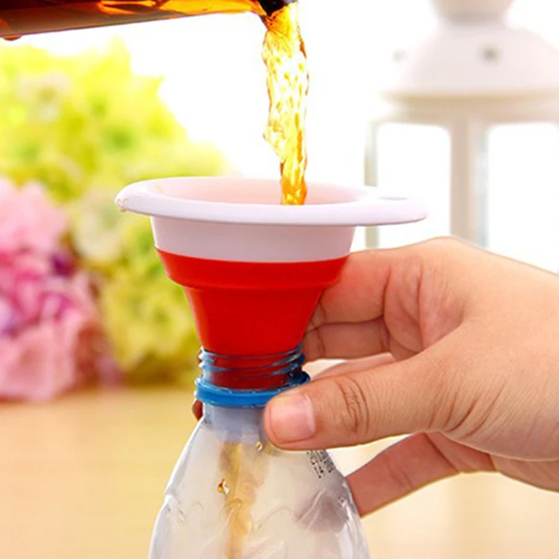 1 pcs Kitchen Funnels Silicone Can Be Folded Funnels Collapsible Style