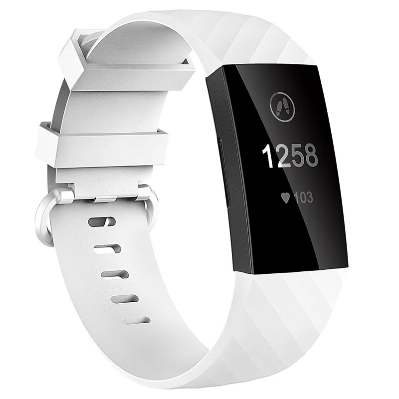 Сменные умные часы для Fitbit Charge 3, высококачественный спортивный ремешок, мягкий силиконовый браслет, чистый цвет - Цвет: white