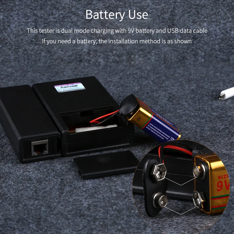AMPCOM Manual Version Network Cable Tester Detector RJ45 RJ11 RJ12 Cat6 Cat5 Lan Ethernet Cable Wire Test Tool