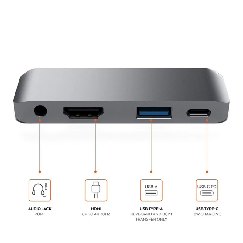 usb type-C мобильный Pro концентратор адаптер с USB-C PD Зарядка 4K HDMI USB 3,0 и 3,5 мм разъем для наушников-совместимость для iPad Pro