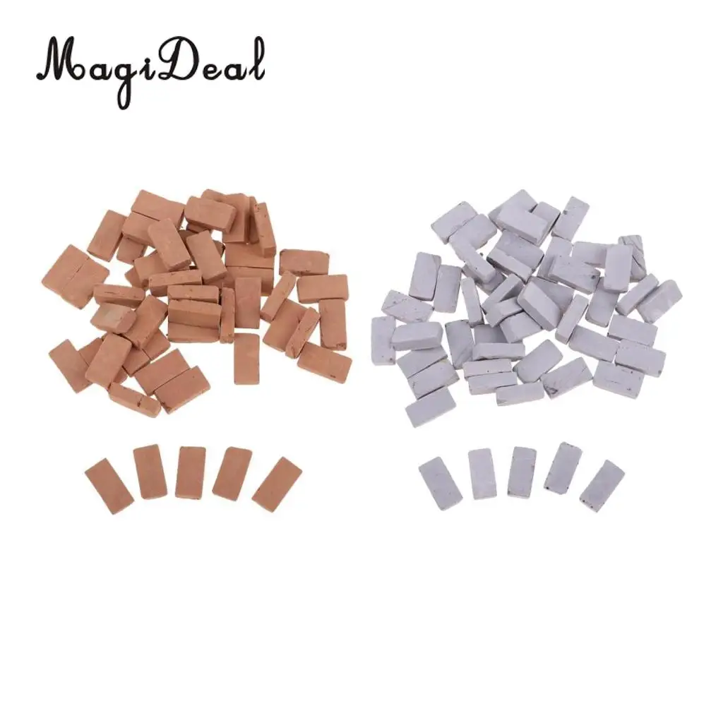 100x 1/16 Mini Realistic Clay Bricks Model for Sand Table Scenery Building DIY Accs