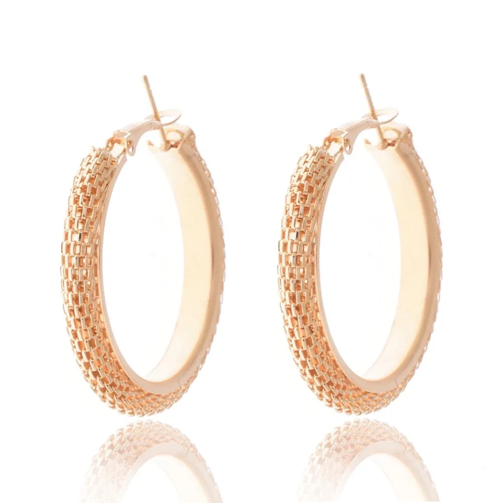 1 Pair Gold Color Alloy Round Big Circle Hoop Earrings Brincos For