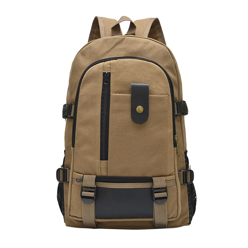

New large capacity backpack leisure travel bag solid color canvas backpack student bag Large capacity backpack Dropship Y506