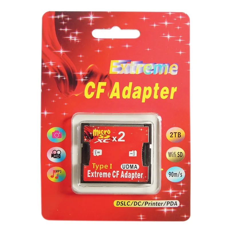 

Newest Red Single Dual Slot Micro SD SDHC SDXC TF to CF Adapter MicroSD to Extreme Compact Flash Type I Card Converter