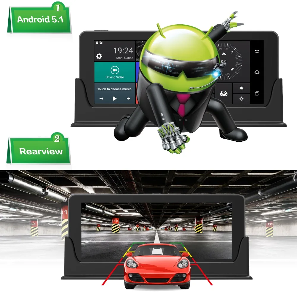 Realcoo 7 'Автомобильный видеорегистратор Камера 4G ADAS gps навигатор Android двойной